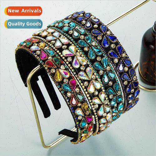 Hair bands baroque fashion geometric glass diamond claw chai