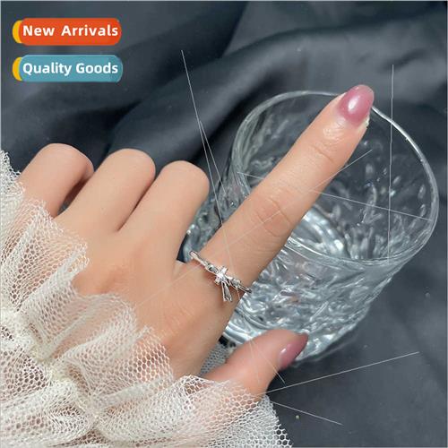 che zirconia open index finger ring girly heart bow ring wom