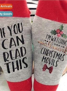 Christmas socks cotton socks casual footed letter socks Chri