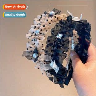 polka dot bands Products high hair organza ruffled new black