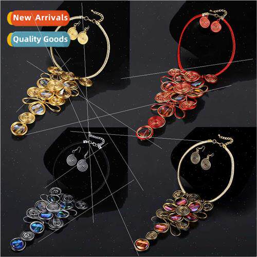 African Tribal Choker Charms Collar Colorful Twisted Flower