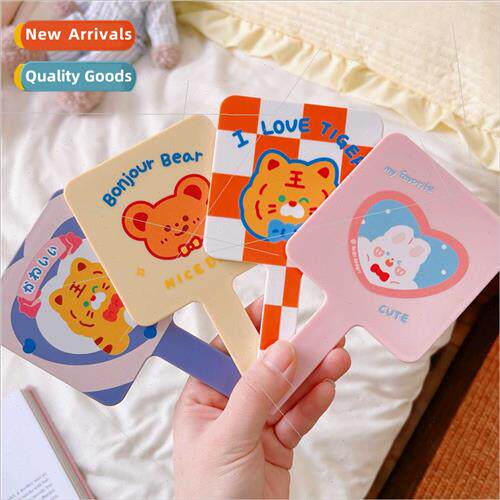 Cute cartoon handheld makeup mirror students female portable