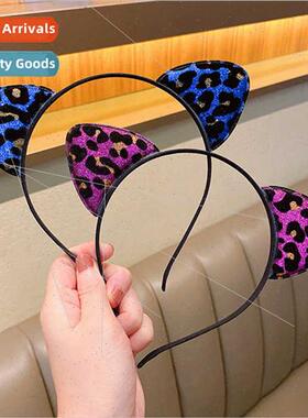 Women cat ear hair bands retro leopard cute animal ear hairp