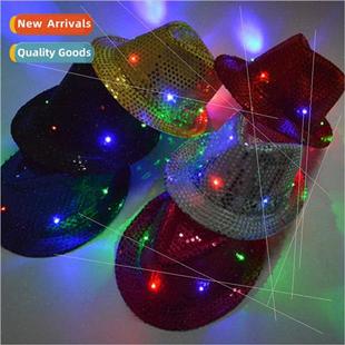 hip permance led stage night hop hat jazz lights sequins Hat