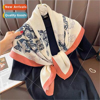 Vintage print fashion versatile 90 square scarf multifunctio