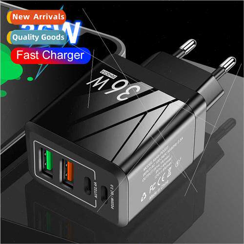 LED Standard 36WPD QC3.0+2.4A Type-c 2 USB Fast Charger Phon