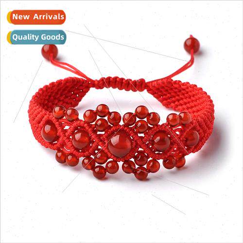 Natural agate red rope hand-woven blossom bracelet ethnic de