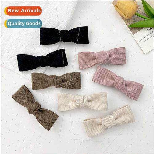 Corduroy bow hairpin female Japanese simple versatile side c