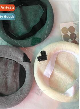 ins green heart beret female set beat painter hat spring sum