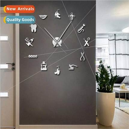 Dentist Tools Frameless 3D Wall Clock Dental Practioners C