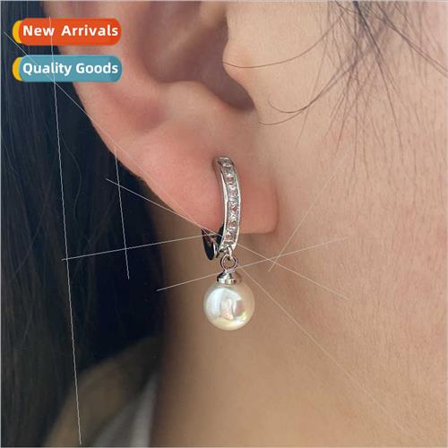 Fine pearl earrings female 2023 new tide fashion copper zirc