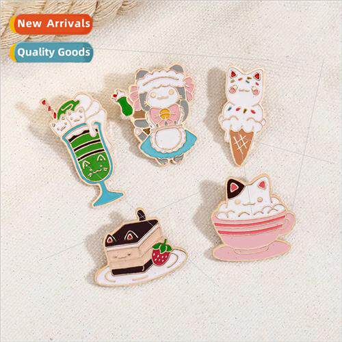 Cartoon cute food brooch cake coffee ice cream badge female