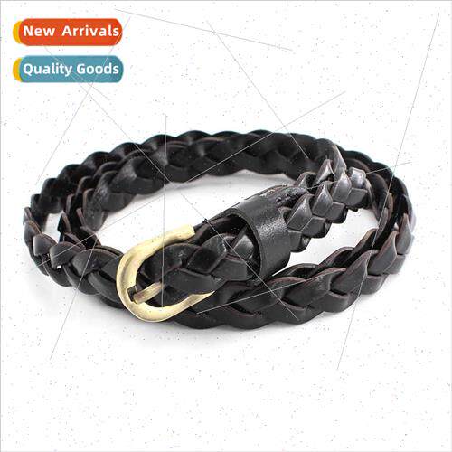 Leather chaff paper three strands broken ladies cowhide brai