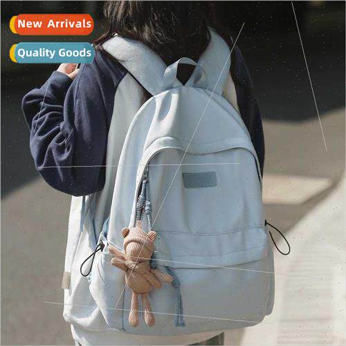 mple solid color casual shoulder bag junior schoolbag ins hi