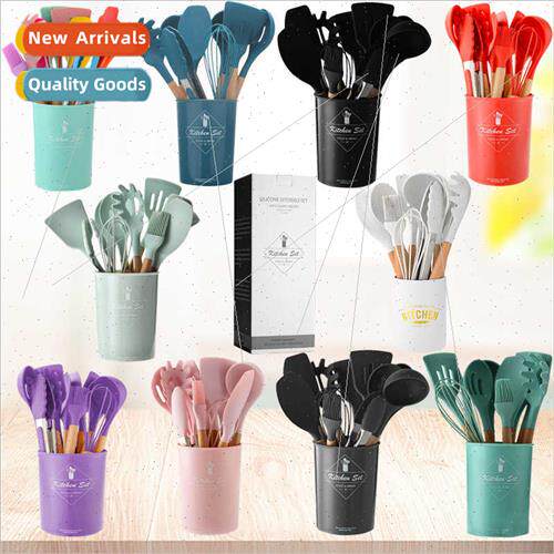 Colorful Wooden Handle licone Kchenware Set licone Spatula S