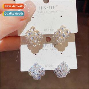 rhombus fashion exquise silver earrings s925 zirconia Korea