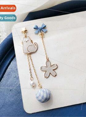 Korea fashion new cat flower earrings creative bunny animal
