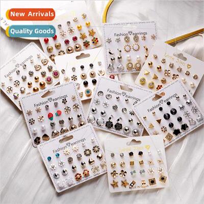 December Combination Paper Card Earrings 12 Pairs Flower Hea
