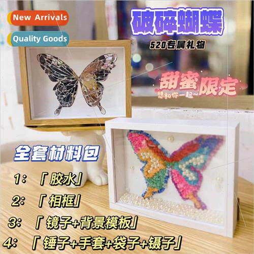 DIY broken butterfly mirror photo frame handmade diy small r