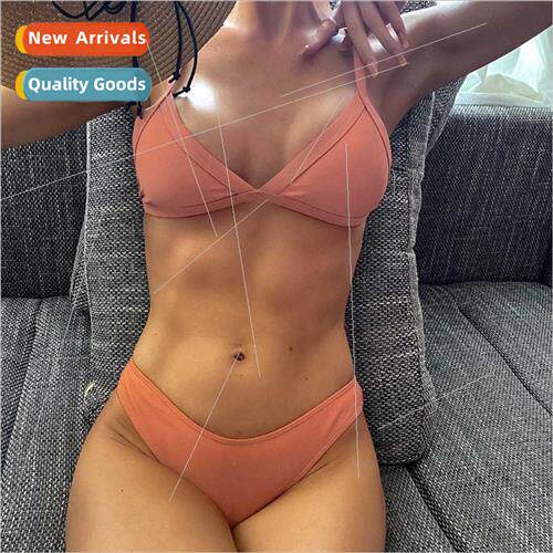 2023 New Europe Solid Color Triangle Cup Sexy Bikini Spl Swi