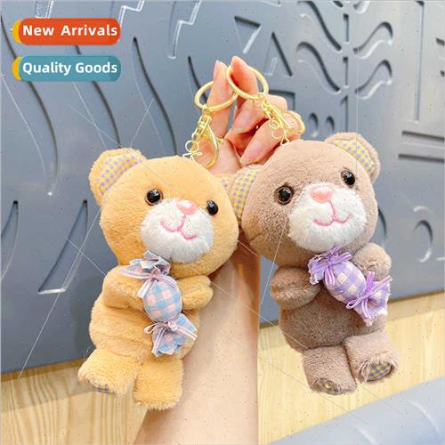 Plush plaid hold sugar bear keychain keychain doll hanging j
