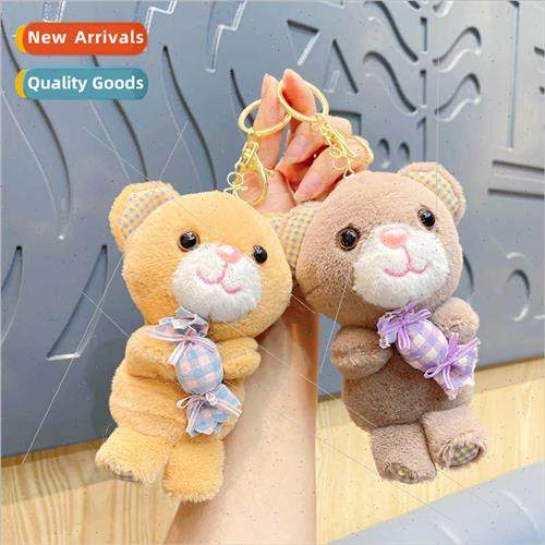 Plush plaid hold sugar bear keychain keychain doll hanging j
