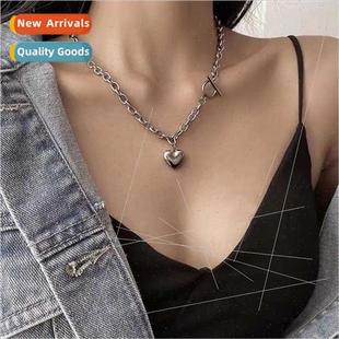 love Korea Europe punk necklace retro sweater ins buckle