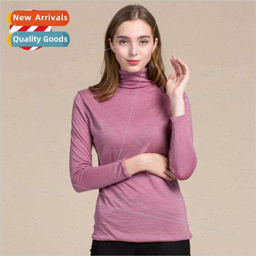 Pure wool sweater women new fall winter double high neck bot