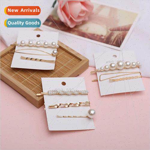 metal imation pearl hair clip combination minimalist sweet a
