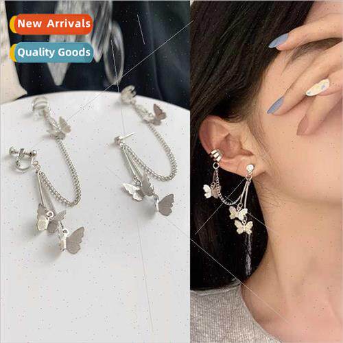 Korea u-shaped diamond ear bone clip bow silver pin onepcs e