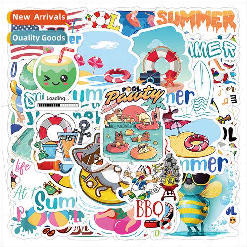 50 Pool Party Stickers Happy fe Swimming Fness Decoration gg