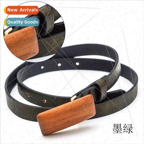Wooden Buckle Decorative Belt Women Belt Trouser Belt