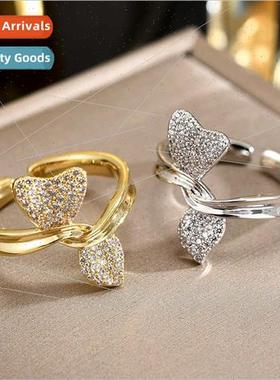 Diamond knotted ring female niche open index finger ring adj