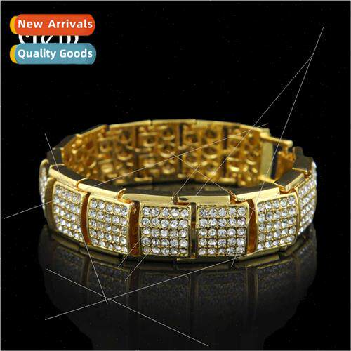 Alloy square wh diamonds bracelet men nd fashion retro gold
