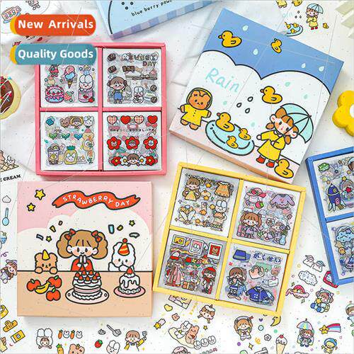 Soft PVC stickers gift box cute girl characters handbook dec