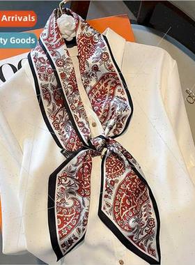 Korea spring fall fashion thin narrow long silk scarf women