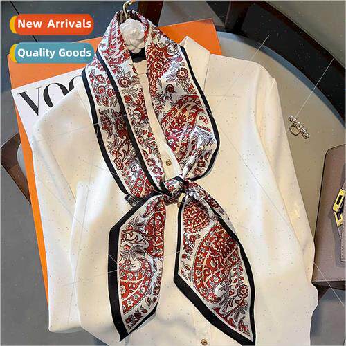 Korea spring fall fashion thin narrow long silk scarf women