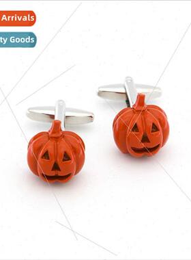 Men French Shirt Buttons Fun Entertainment Halloween Pumpkin