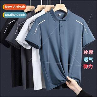 short sleeved shirt ice lapel men drying polo quick