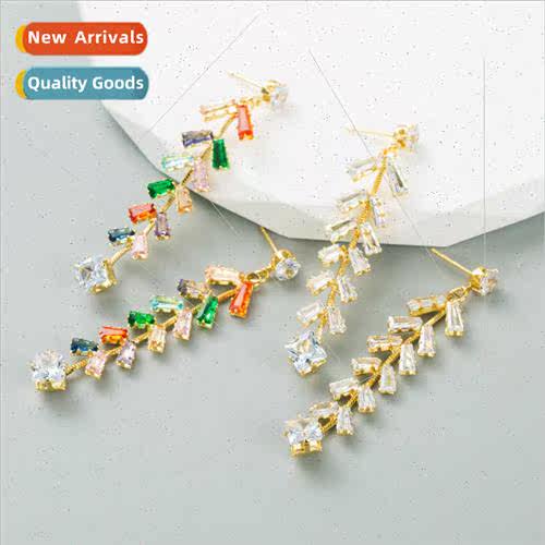 Korea ins copper plated real gold inlaid color zirconium lon