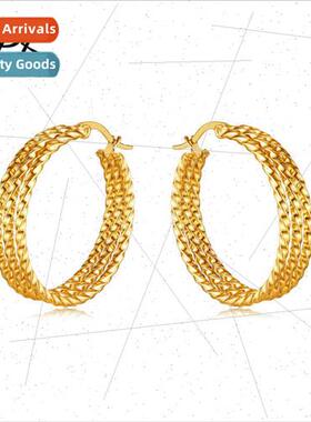 Europe mple Multi-Layer Tanium Steel Twist Earrings Stainles