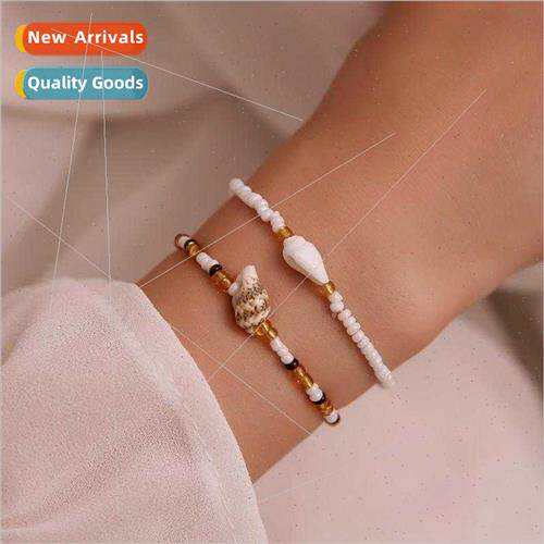 Europe hand-woven string millet beads shell bracelet conch c