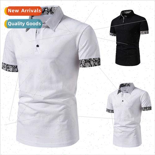 Men Cashew Flower Colorblocking Men POLO Short Sleeve B14