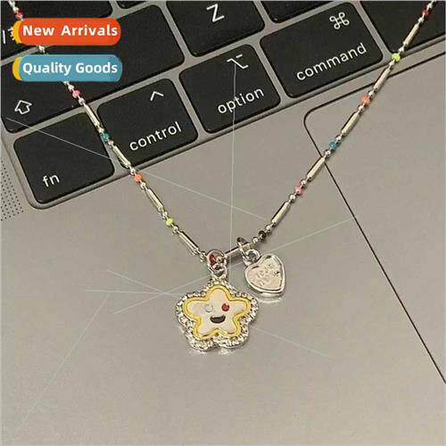 Smiley flower necklace female ins tide niche premium colorfu