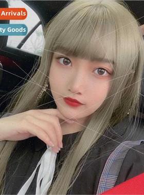 Wig female new silver gray Qi bangs long cosplay wig headgea