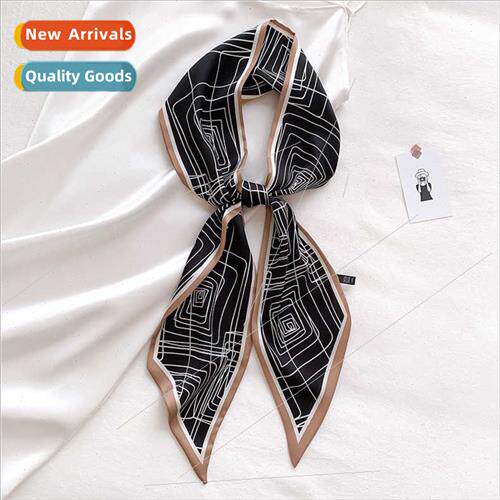 Summer silk scarf small long narrow scarf lazy vintage Frenc