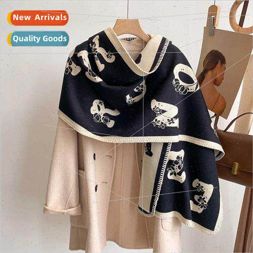 Korean  letters double-sided faux cashmere scarf female wint