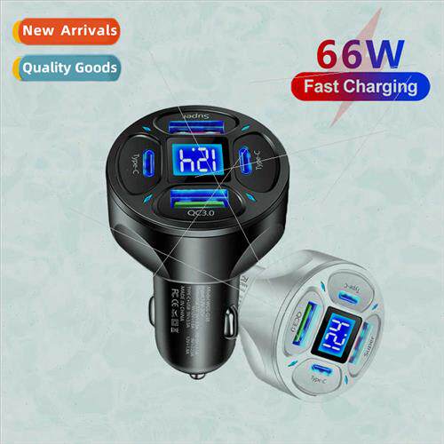 Digal display car charger 66W 2USB+2Type-c super fast car ch