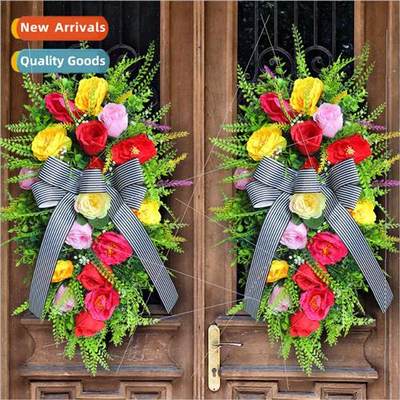 New flower door hanging wreath creative big bow front door f