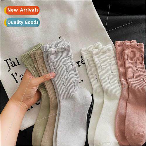 Color socks female autumn new beggar hole socks autumn thin